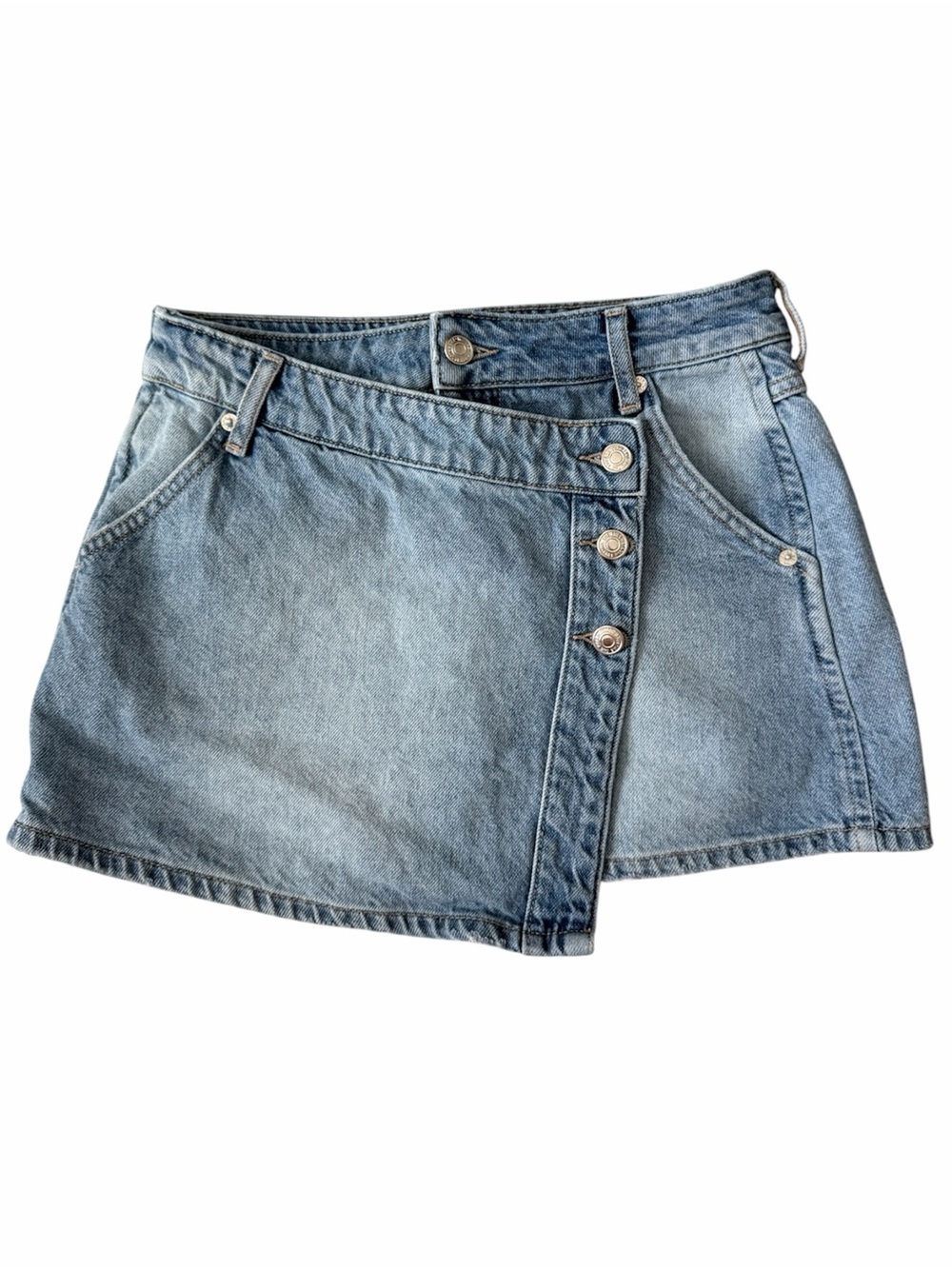 ✅ We the free by Free People Light Blue Asymmetric Denim Mini Skirt size 25
